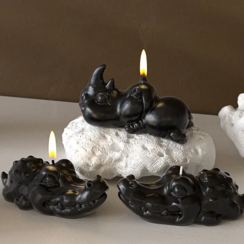 Stampo in Silicone 3D a Forma di Coccodrillo e Rinoceronte per Candele, Gesso, Resina, Fai da Te, Creazione di Candele Profumate, Decorazioni per la Casa