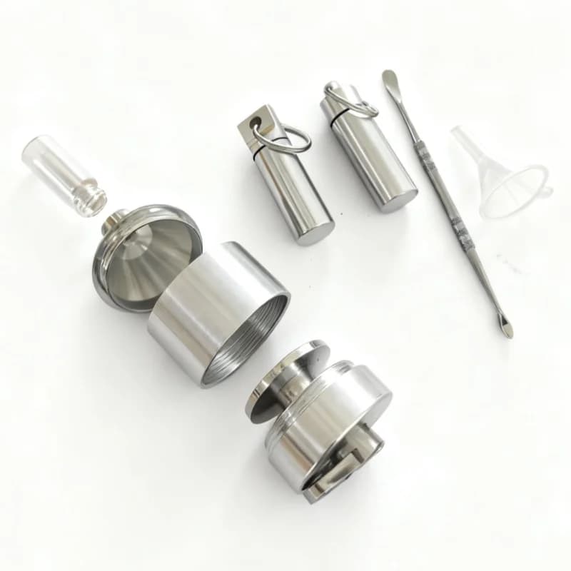 Smerigliatrice manuale da 44 mm Mulino per spezie in alluminio Smerigliatrice fine per erbe in polvere con barattolo di metallo e imbuto a bocca Accessori per fumatori