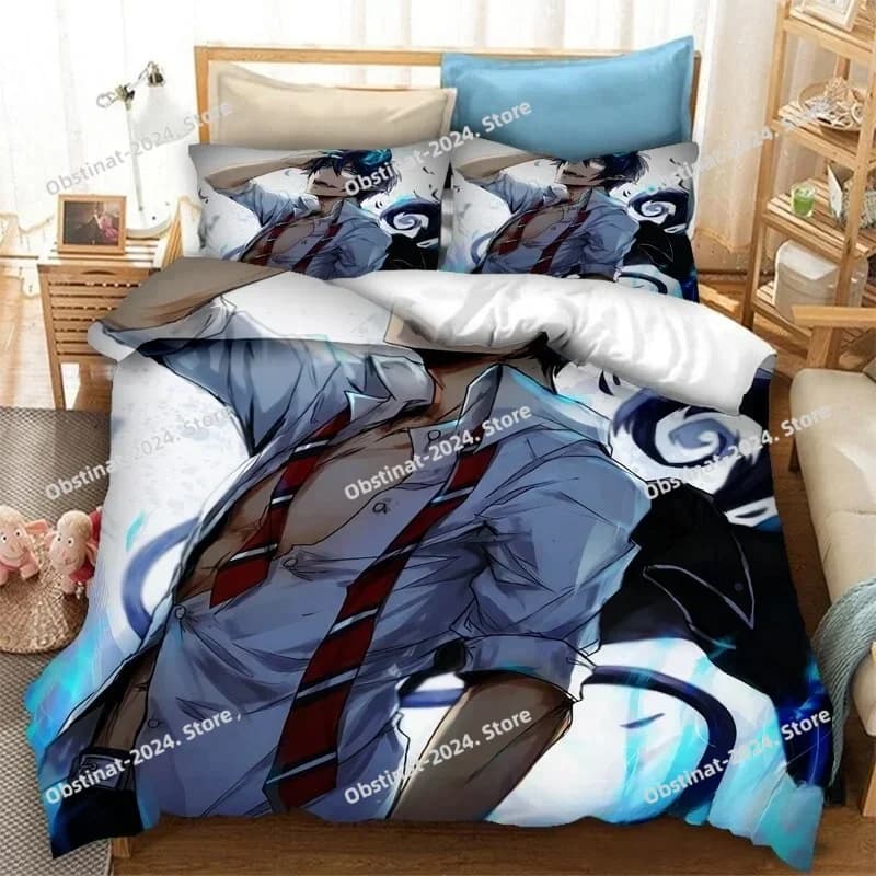 Set biancheria da letto 3D Anime Blue Exorcist Copripiumino stampato Federa Singolo Doppio Stile Queen King Size Set Biancheria da letto Letto