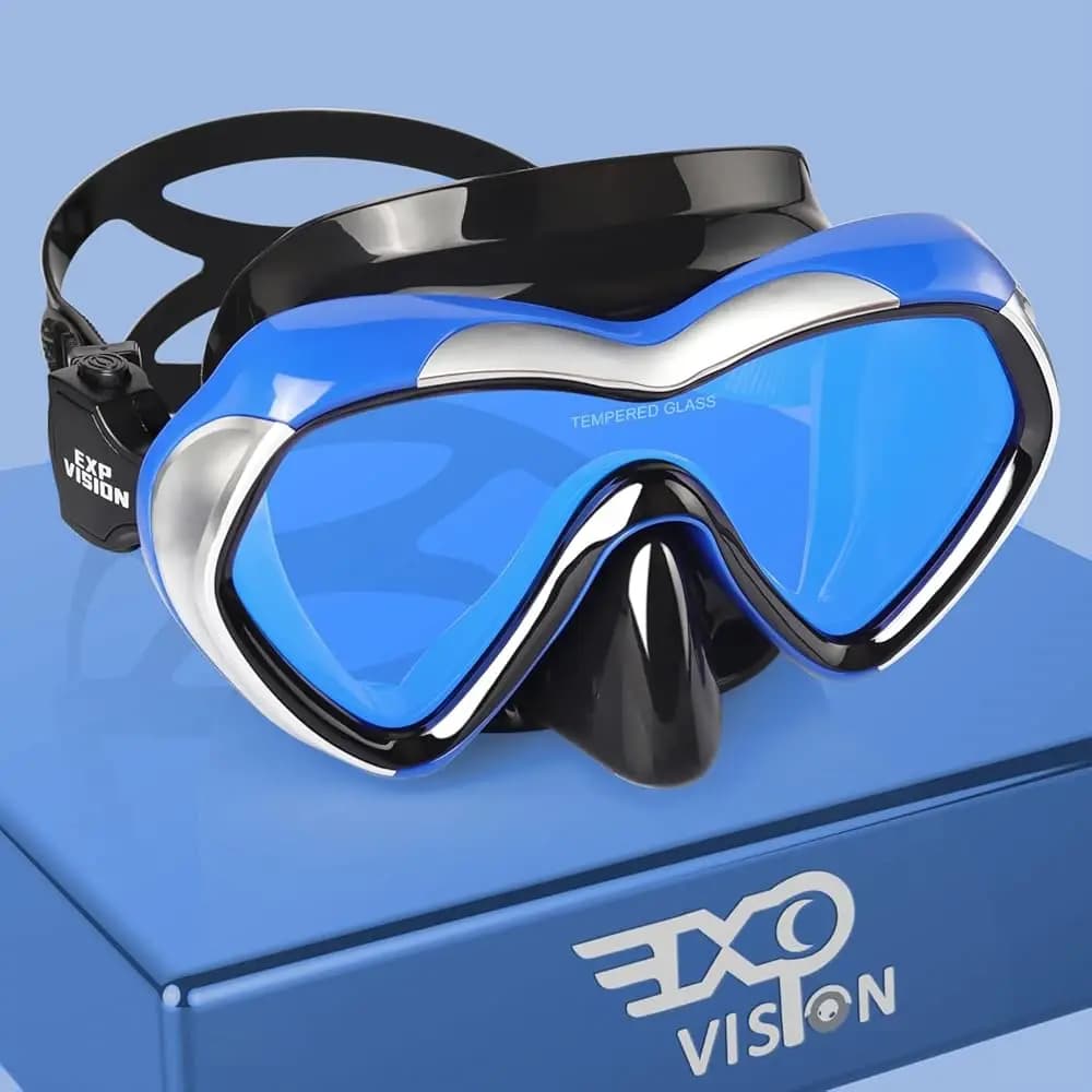 Maschera Subacquea Panoramica Antiappannamento, Occhialini da Snorkeling per Adulti con Lente Singola a Specchio e Copertura Nasale per Immersioni