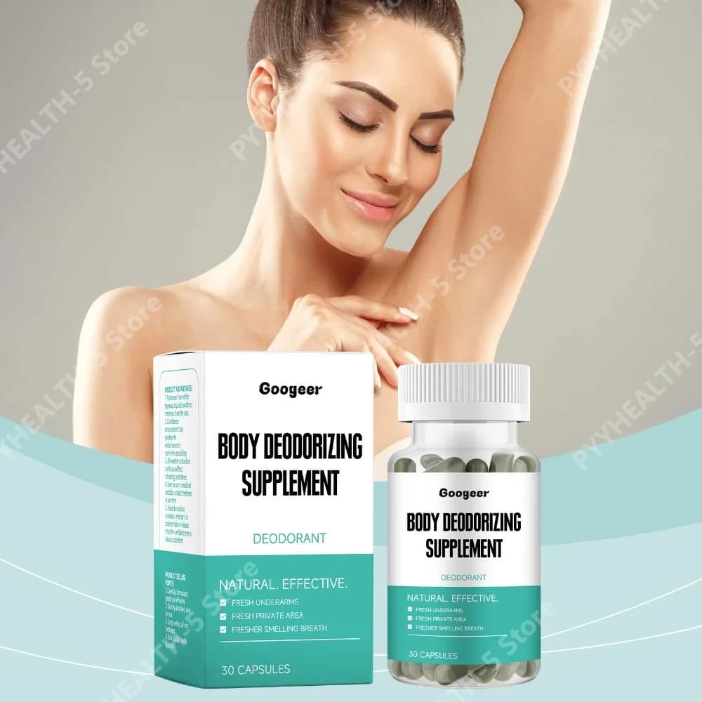 Capsule Deodoranti per il Corpo Googeer con Vitamina C per la Salute dell'Intestino e della Pelle, Freschezza Tutto il Giorno, 30 Capsule