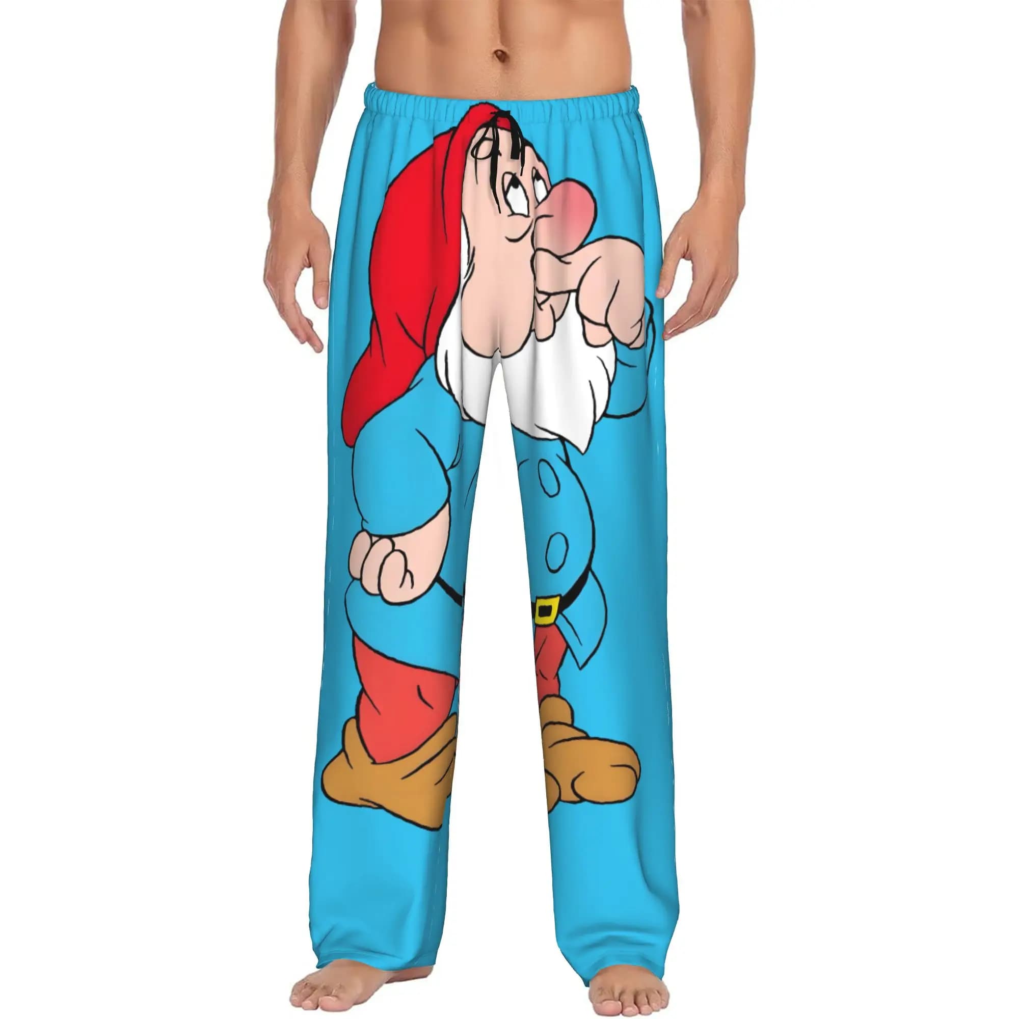Custom Print Snow White And Anime The Seven Dwarfs Pajama Pants Men's Sleep Sleepwear Bottoms with Pockets