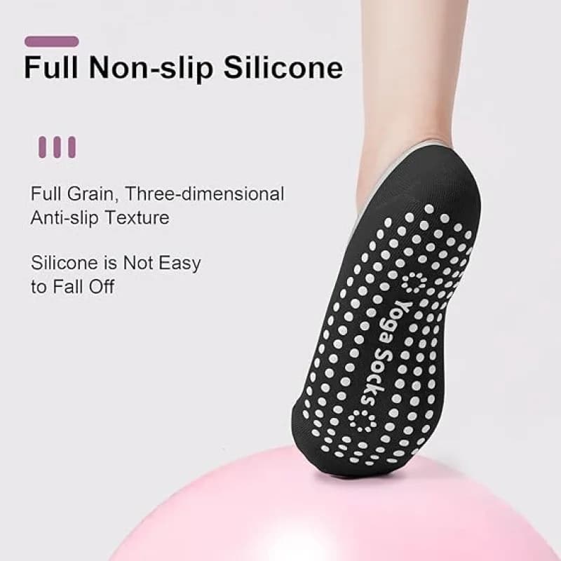 3 paia di calzini da yoga in colori misti, calzini antiscivolo con cinturino incrociato, calzini antiscivolo in silicone per pilates, barre, danza, palestra