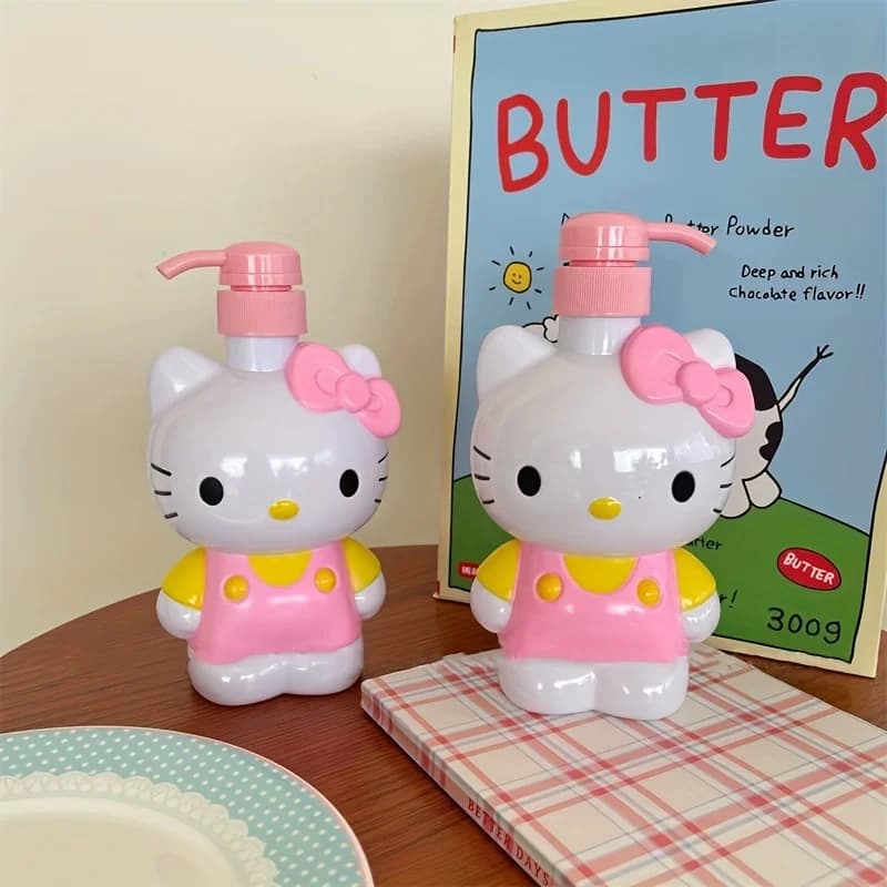 Dispenser di Sapone Sanrio Hello Kitty, Design Cartoon KT, Bottiglia Ricaricabile per Gel Doccia, Contenitore per Disinfettante Mani per Bambini