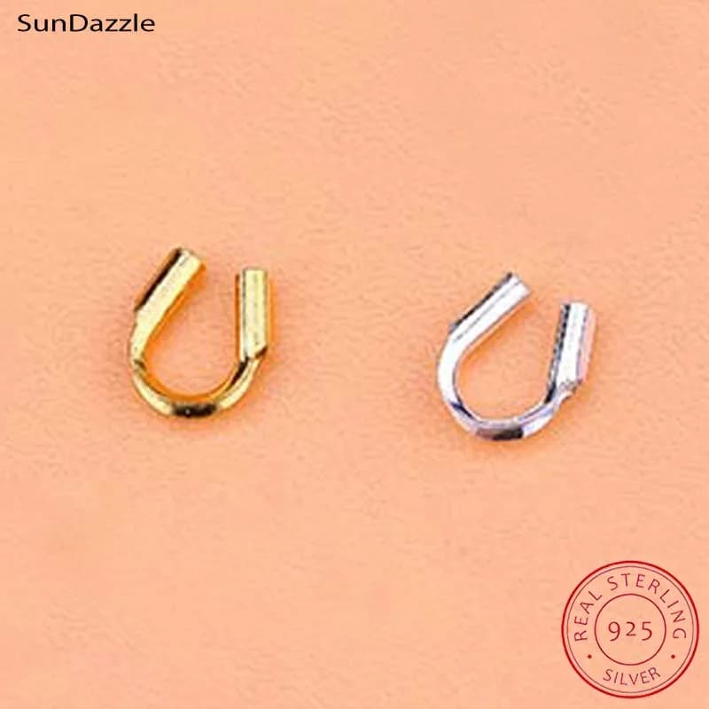 8 Pezzi Fermagli a U in Argento Sterling 925 Autentico, Connettori Protettivi per Fili, Chiusure per Gioielli