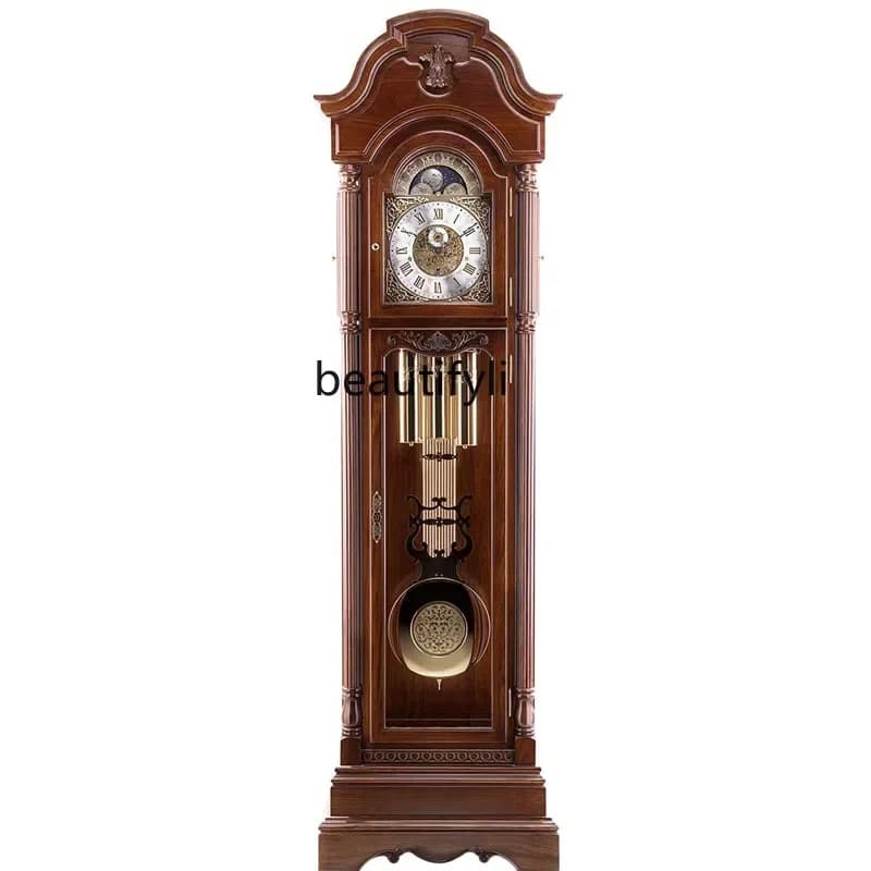 LJYMorologio da pavimento in mogano soggiorno casa moderna in stile cinese europeo, orologio a pendolo meccanico Helmler