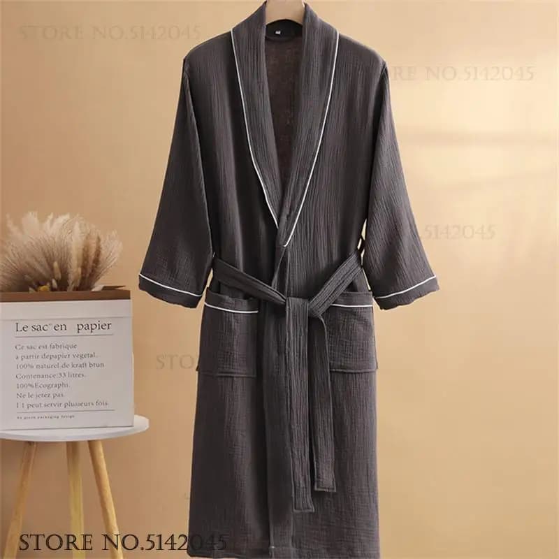 Double Layered Pair Garza Bathrobe, 100% Cotton, Delicate on Leather, Breathable, Homewear, Women's Rainwear