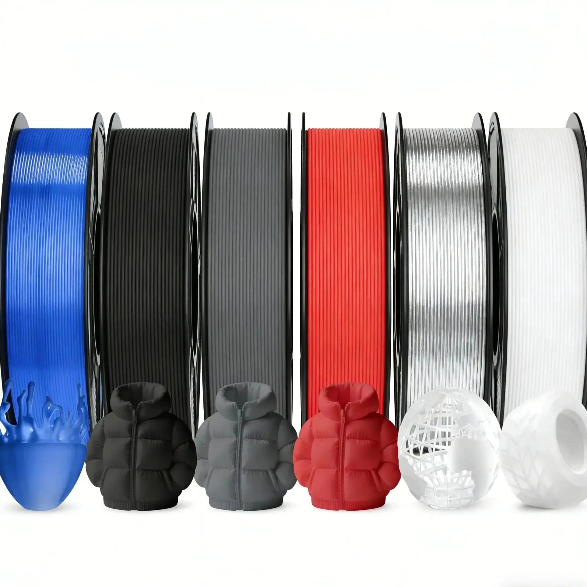 Filamento Flessibile TPU 95A per Stampante 3D, 1.75mm, Morbido, Confezione da 6 Pezzi da 250g