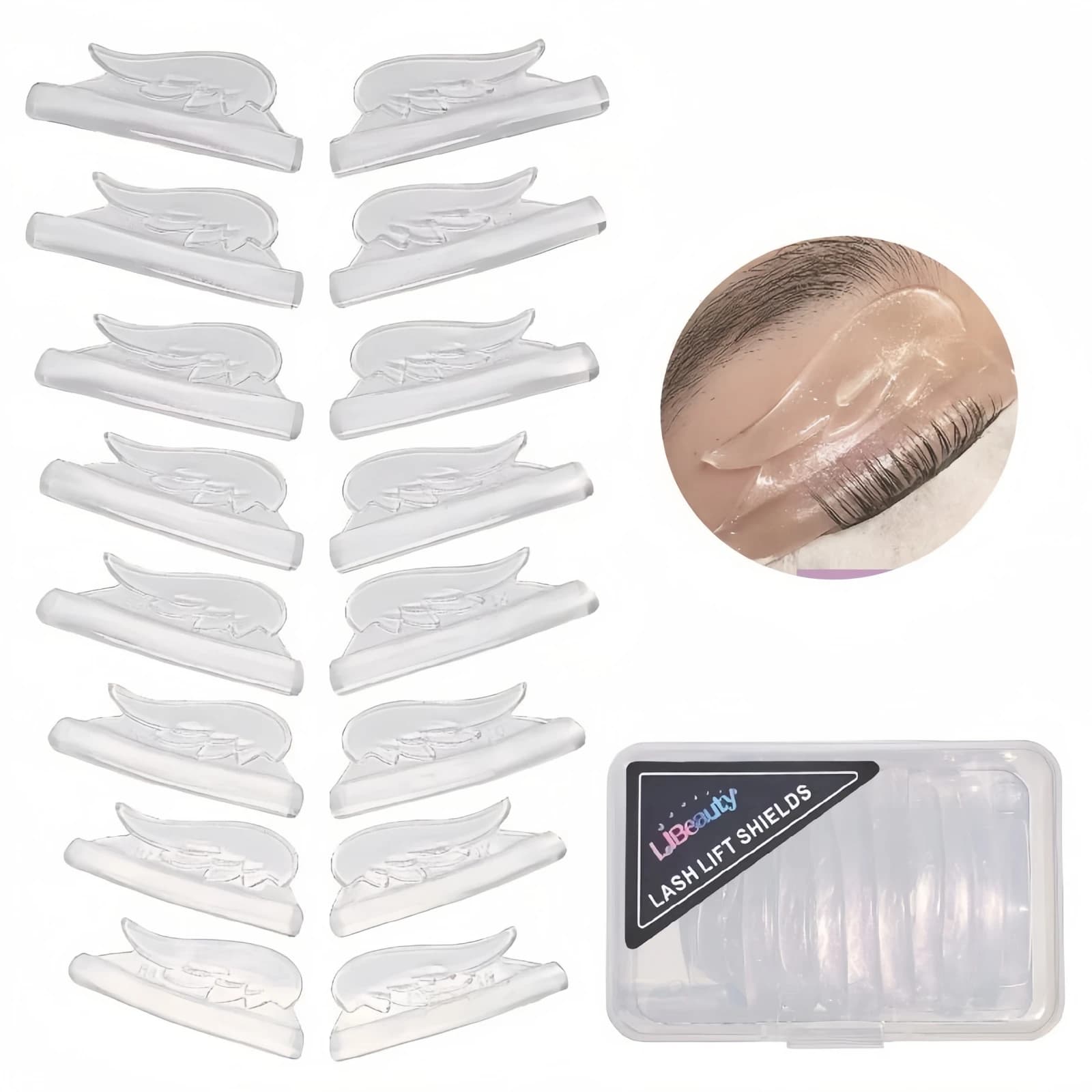 Libeauty 8 Paia di Pad in Silicone Senza Colla per Permanente Ciglia, Scudi Adesivi per Ciglia, Accessori per Lifting 3D, Strumenti per il Trucco