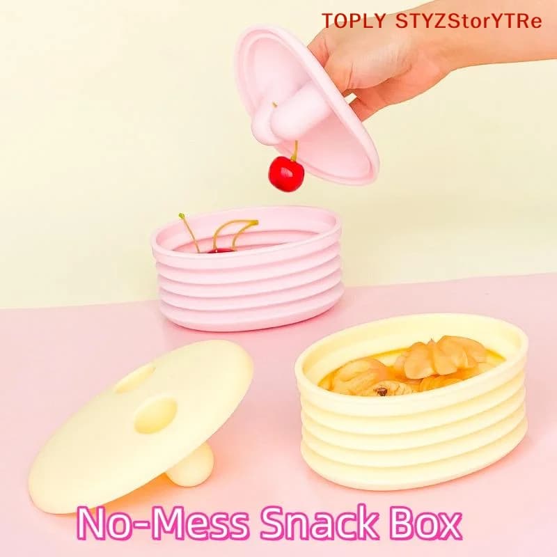 Silicone No-Mess Snack Box Dirt-resistant With Lid Nut Snack Storage Container Foldable Fruit Storage Box Candy Dried