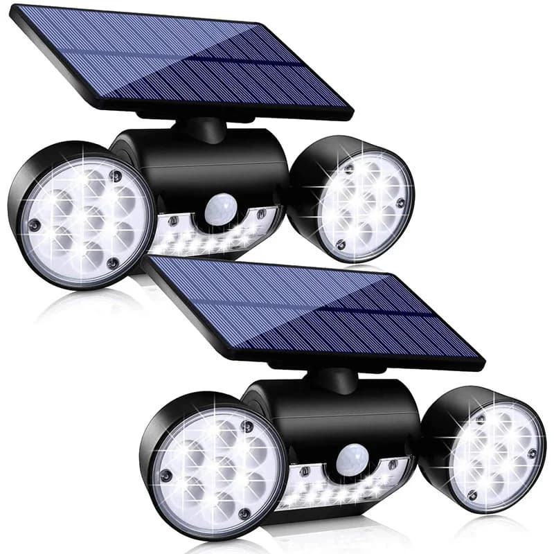 Il sensore di movimento solare illumina le luci solari di sicurezza a 3 teste impermeabili per esterni 30 LED 360 ° Faretti a testa regolabile per garage
