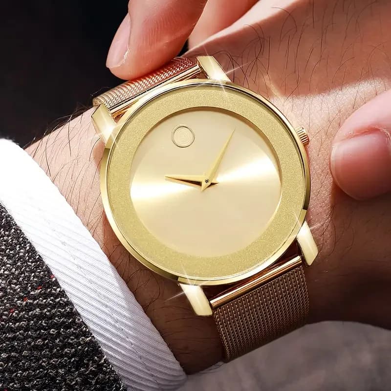 New Ultra-Thin Mesh Band Men's Watch, Fashion Minimalist Business Casual Quartz Wristwatch