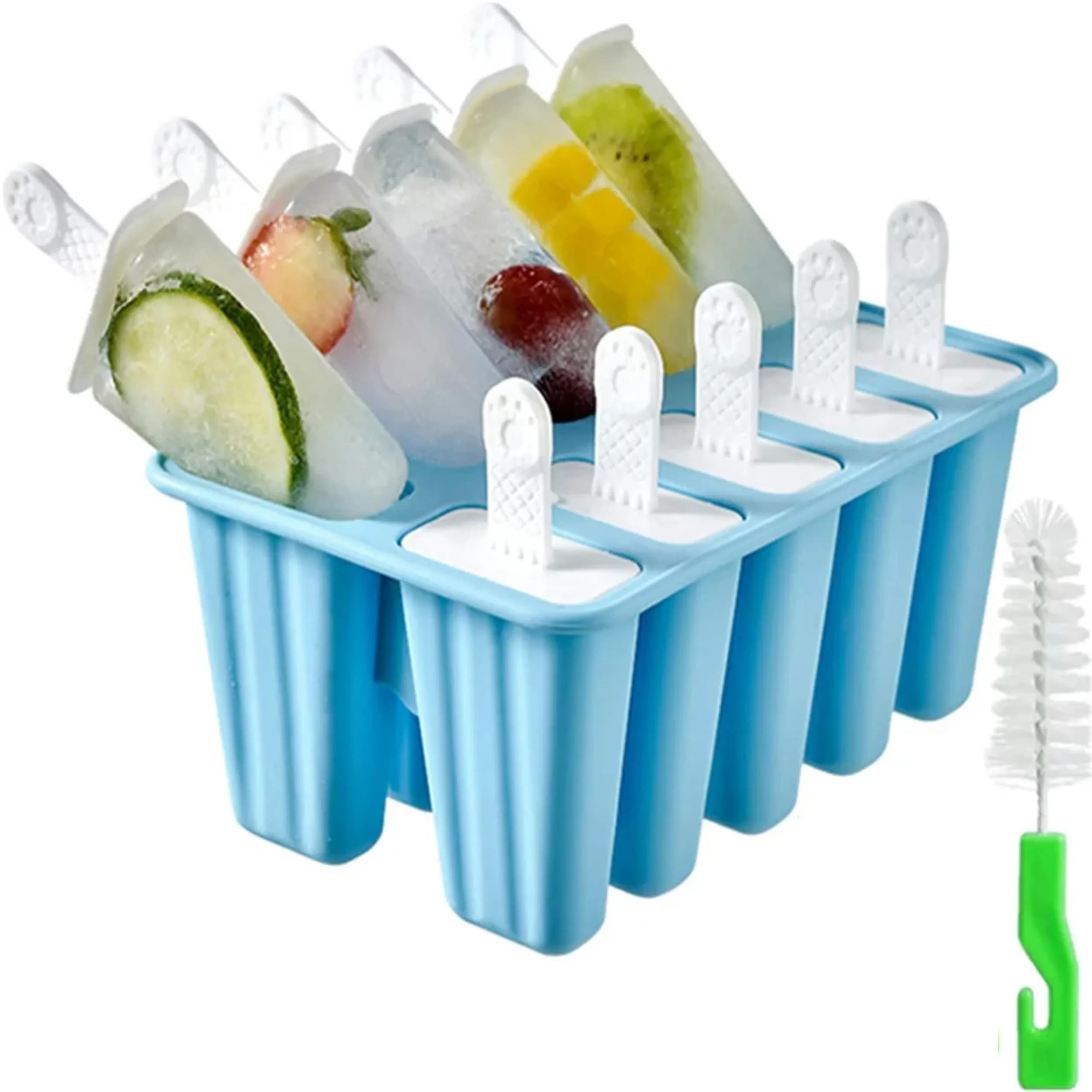 Stampi per ghiaccioli 10 pezzi, stampi in silicone senza BPA, stampi per ghiaccioli a rilascio facile, 10 bastoncini, stampo per ghiaccioli a rilascio facile