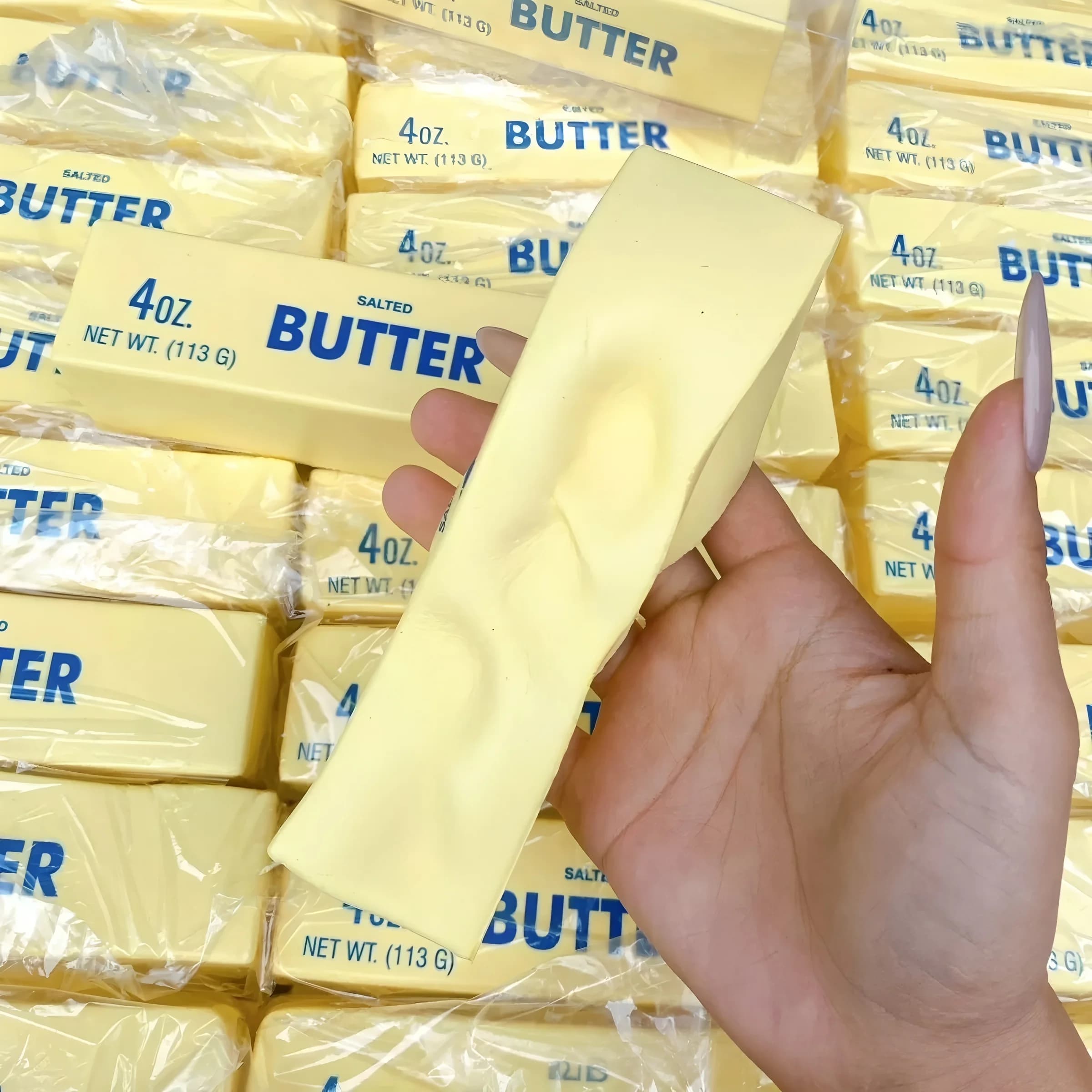 Funny Butter Cheese Stick Squishy Fidget Toy Elastic Squeeze Toy fidgets Stress Anxiety Relief Hand Relax Toy Prank Gift