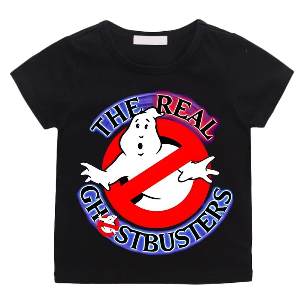 Cartoon Cotton T-Shirt for Boys/Girls 4-14t Funny Ghostbusters Game Print Short Sleeve Summer Children's Animation Costume Top