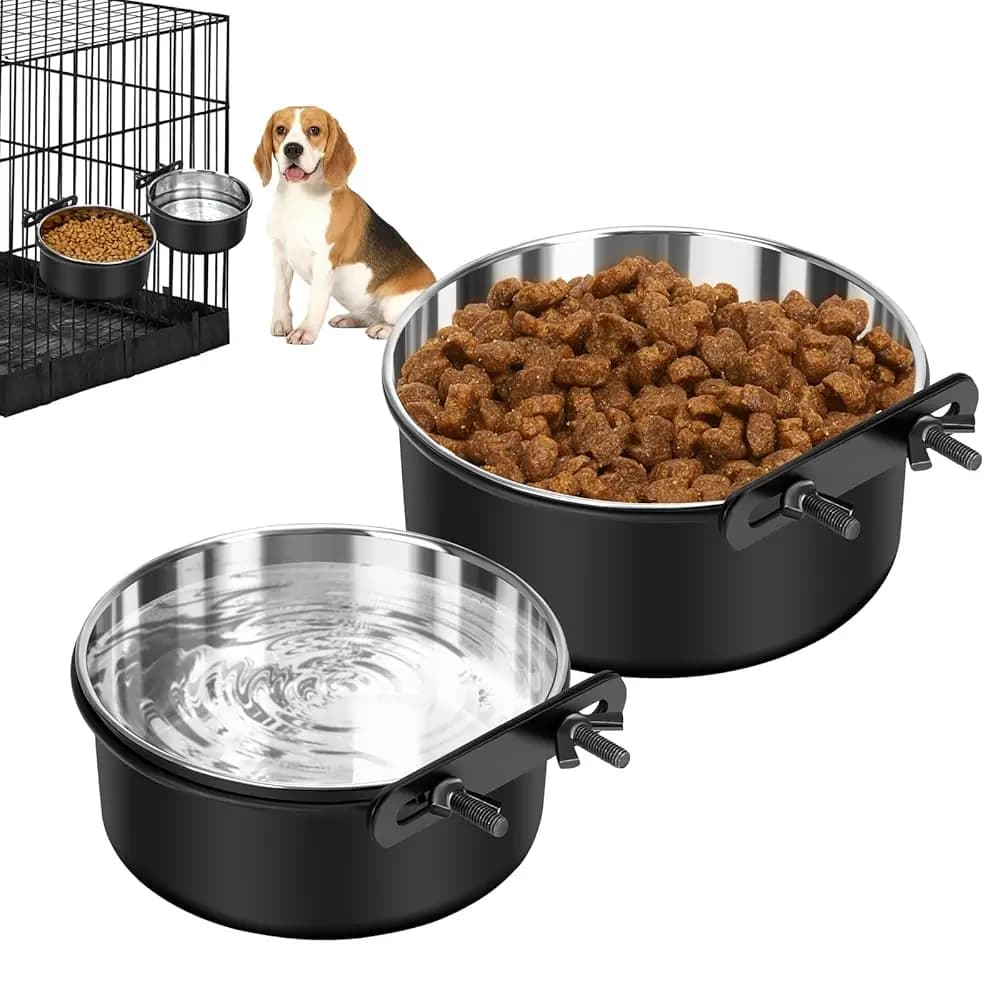 Ciotola per Acqua Anti-Rovesciamento per Gabbia per Cani, Confezione da 2 Ciotole Sospese per Gabbia, Ciotole per Acqua e Cibo Montabili per Canile, Accessori per Gabbie per Animali Domestici