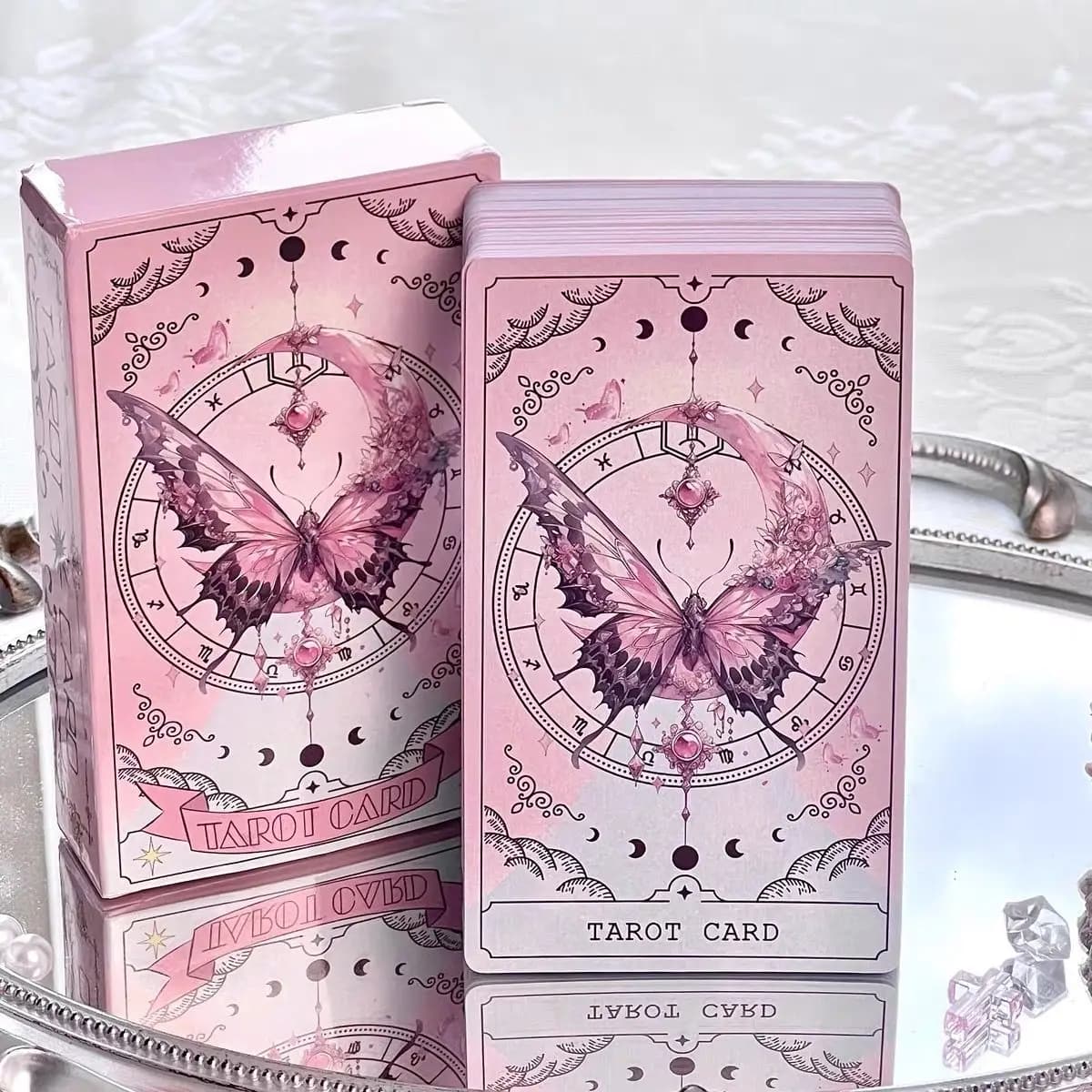 Mazzo di tarocchi Rider-Waite da 78 carte, a tema farfalla rosa, carte dei tarocchi classiche, guida per principianti, divinazione e predizione del futuro