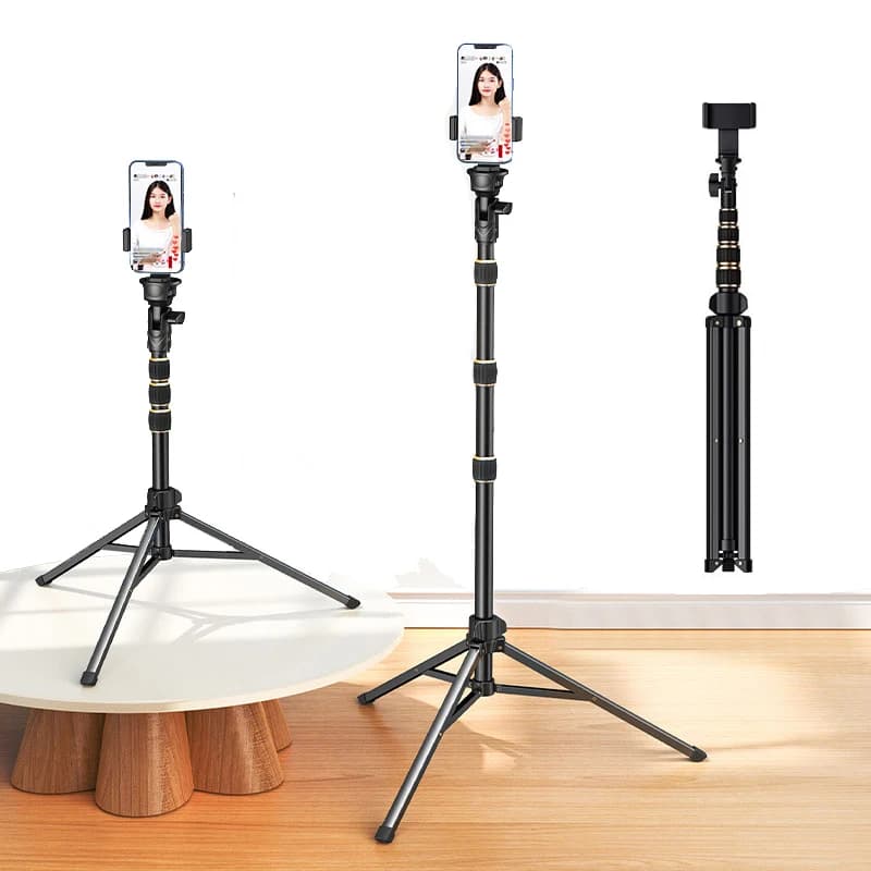 Bastone selfie monopiede treppiede portatile allungabile in lega di alluminio con supporto a clip per telefoni cellulari per fotocamera GoPro Hero Insta 360