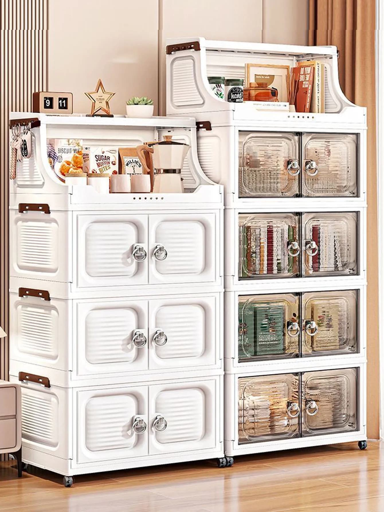 Armadio Pieghevole Multistrato, Organizzatore per Cucina e Soggiorno, Scaffale per Oggetti Vari