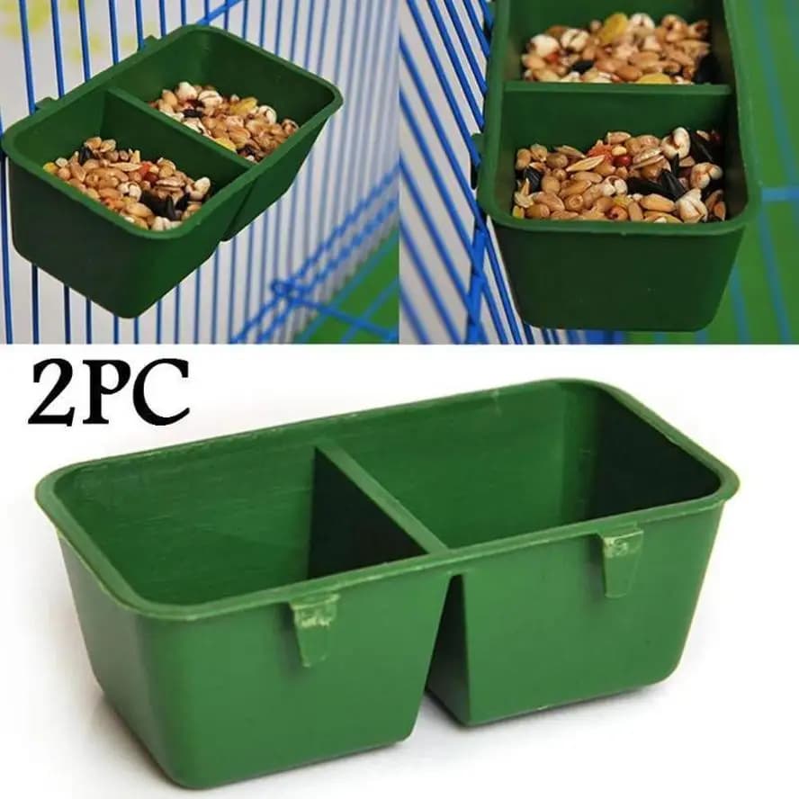 2PC 2 In 1 Pappagallo Cibo Ciotola di Acqua Doppia Tazza di Alimentazione di Plastica Uccelli Piccioni Gabbia Acqua Alimentatore di Cibo Uccello Pappagallo Pet Ciotola di Acqua