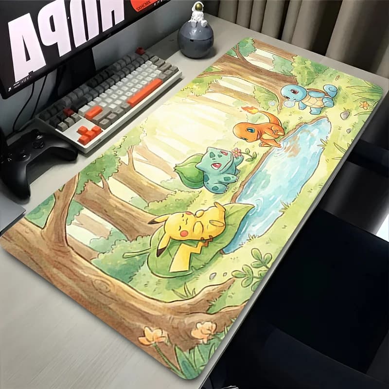 Tappetino per Mouse da Gaming, Accessori PC, Tappeto per Tastiera Pikachu XXL, Tappetino per Mouse da Scrivania P-Pokemon, Tappeto Kawaii in Gomma