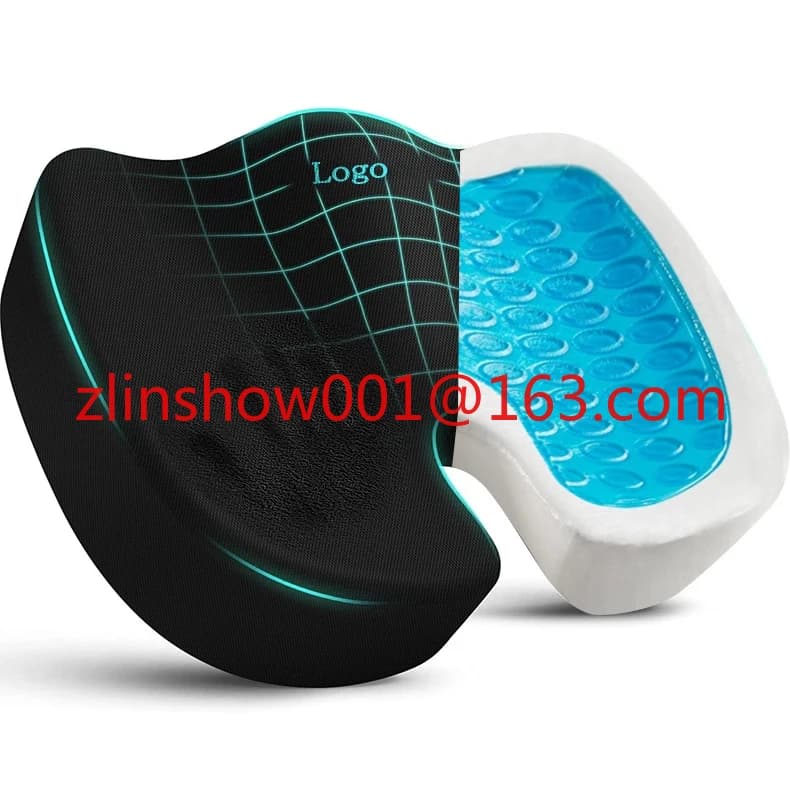 Cuscino per sedia a rotelle con scarico della pressione Cuscino per sedile per auto ergonomico in memory foam gel per ufficio corto peluche nero
