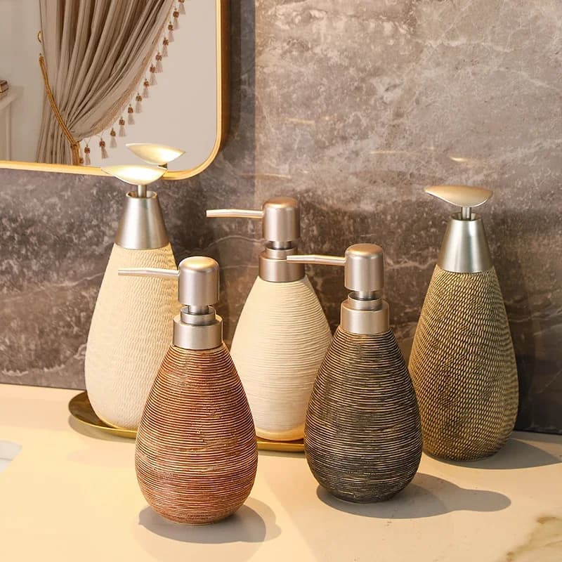 Retro Ceramic Lotion Press Bottle Japanese Bathroom Hand Soap Dispenser Shower Gel Sub Bottle