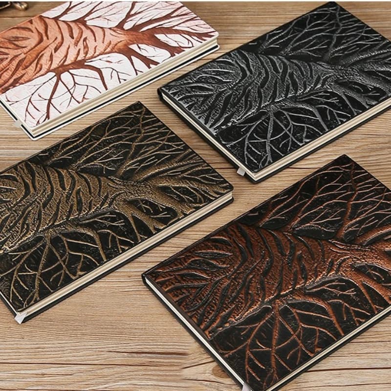 A5 Retro Big Tree Hardcover Notebook Relief Writing Pads Embossed Leather Journal Ideal for Writing Diary Business Stickers