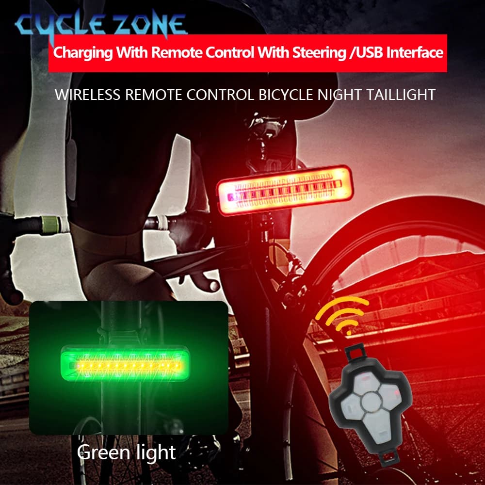 Fanale posteriore di avvertimento per telecomando per bicicletta Ricarica USB Indicatore di direzione per bici Lampada posteriore per accessori per ciclismo MTB di sicurezza di guida notturna