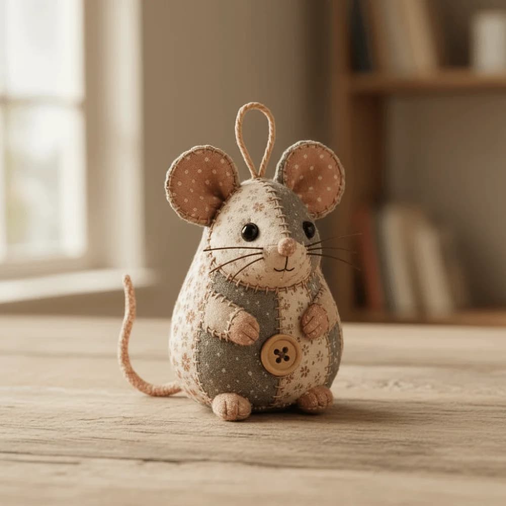 Pre-cut Fabric Handmade Patchwork Mouse Kit with Guidance Beginner-friendly 3D Mouse Sewing Kit Cotton-filled