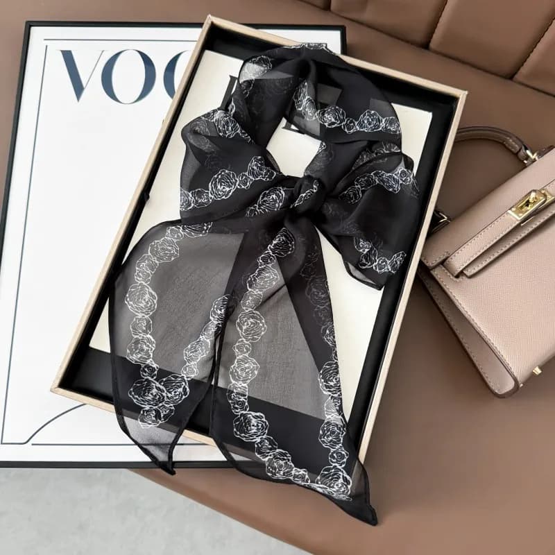 New Women's Decoration Light Georgette Streamer Wear Fashionable Old Money Belt High-end Imitation Silk Long Silk Scarf