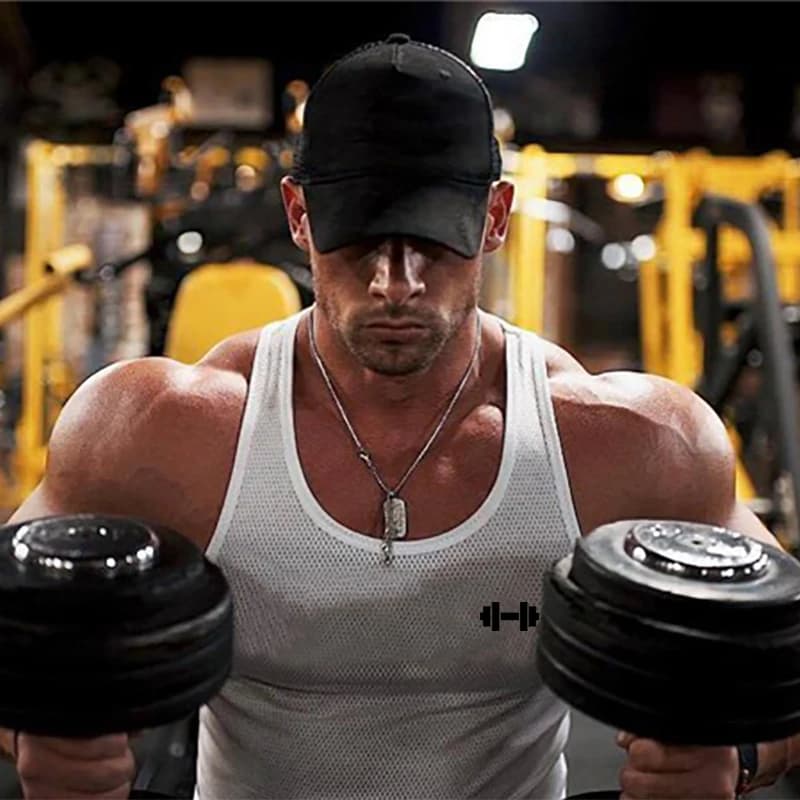 Canotte da Corsa per Uomo con Stampa Manubri, Magliette Traspiranti a Rapida Asciugatura per Palestra, Fitness e Bodybuilding Estivo