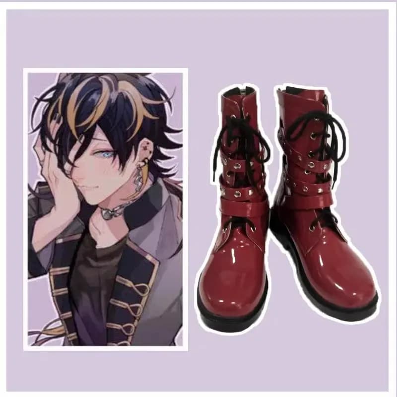 Ipnosi Mic Division Rap Battl DRB 14th Moon/Jyushi Aimono Scarpe Cosplay Stivali da uomo rossi Accessori per costumi Festa di Halloween