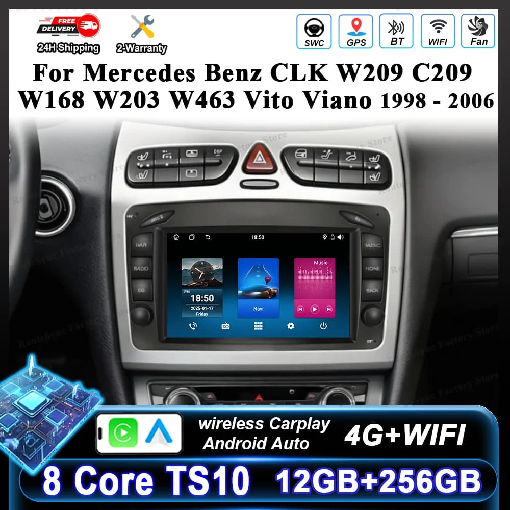 7'' Android For Mercedes Benz CLK W209 C209 W168 W203 W463 Vito Viano 1998 -2006 Auto Multimedia Player Carplay Car Dvd WIFI+4G