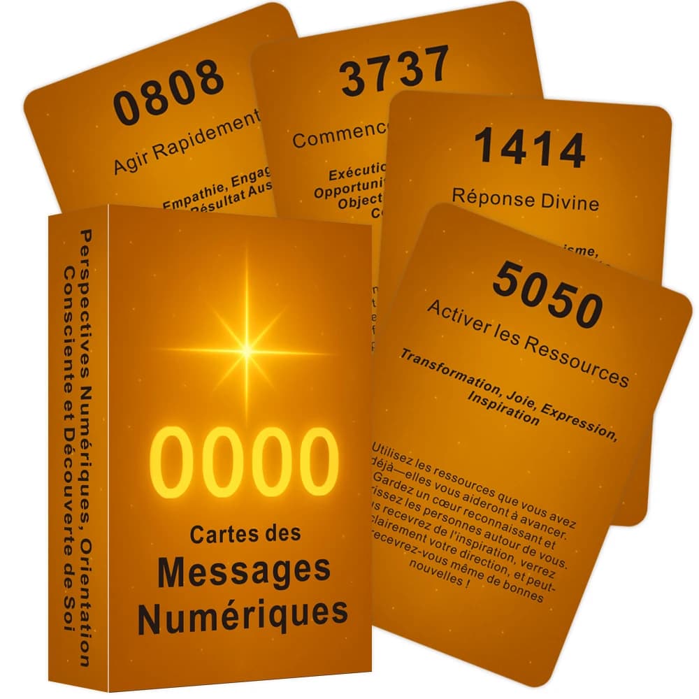 Carte Oracle a tema numeri francesi, parole chiave per autodiflessione, crescita e guida spirituale, 12x8 cm, 48 carte, carte Taro