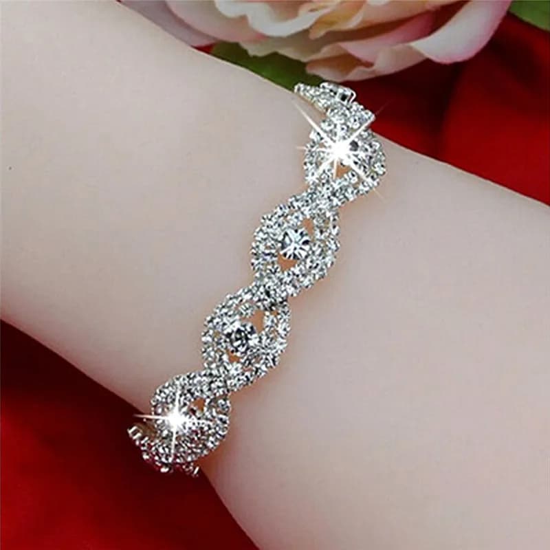 Regalo da donna con braccialetto di cristallo deluxe con strass infinito, gioielli eleganti alla moda