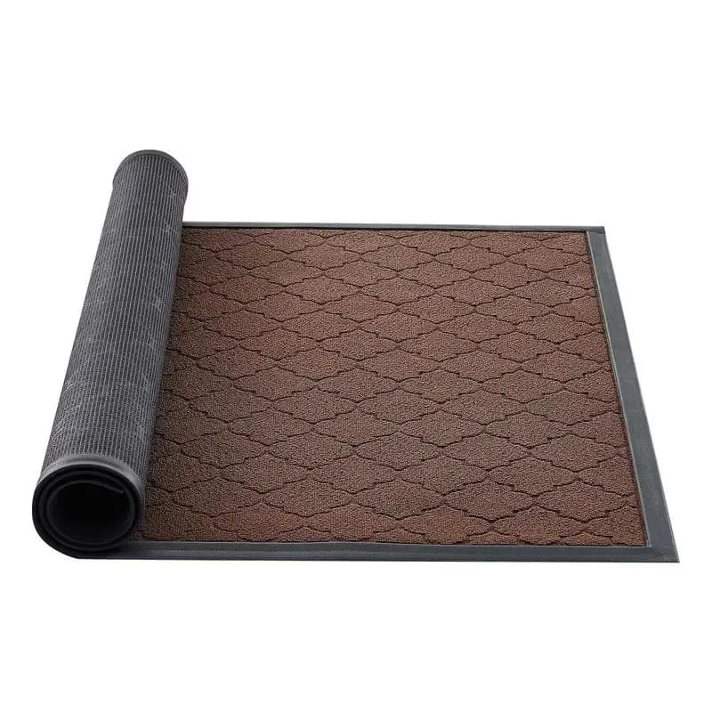 Front door mat, 1194 x 889 mm, commercial floor mat for indoor and outdoor use, modern, stylish carpet with TPE backing, durable, washable entrance mat for hallway, balcony, garage, brown