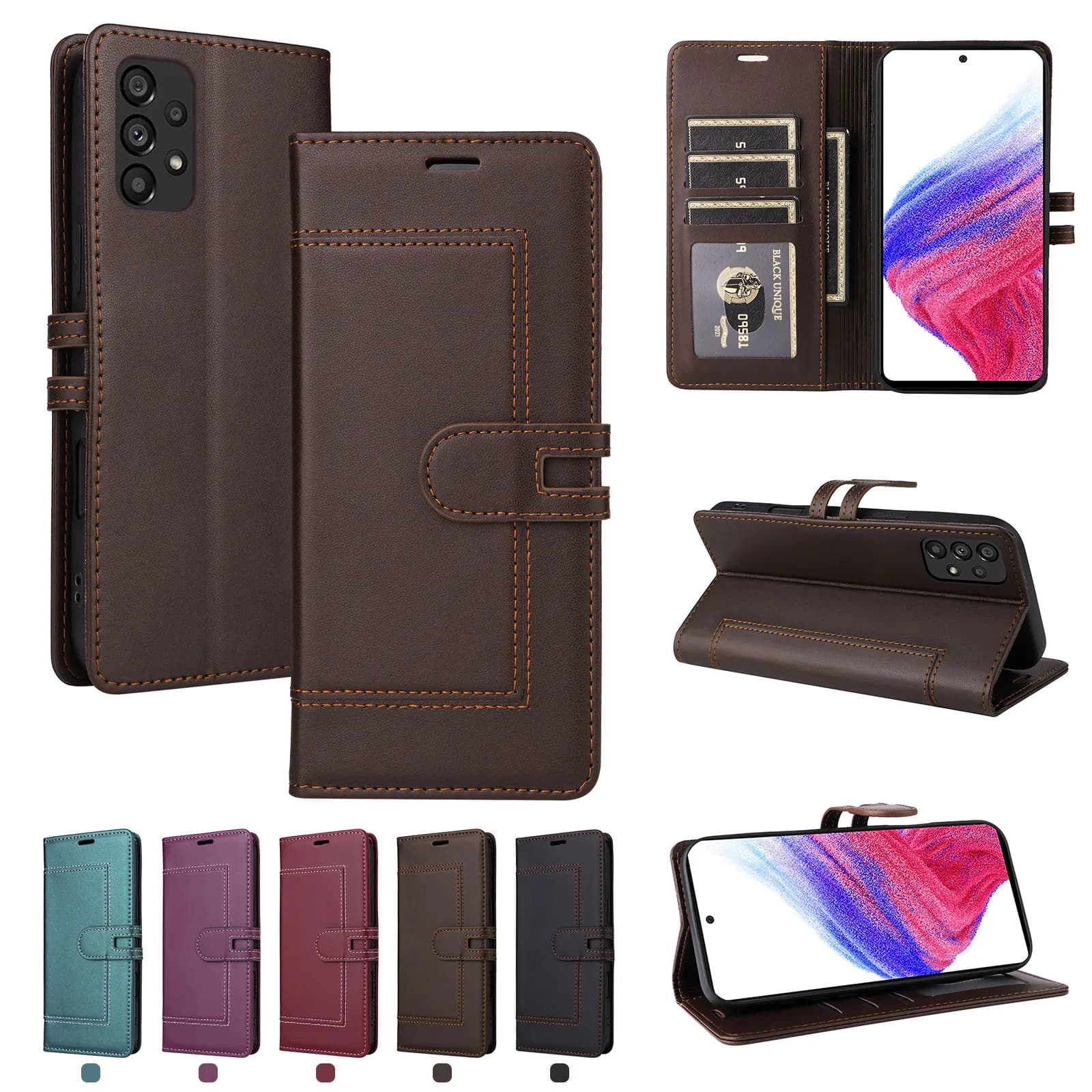 Portafoglio Porta carte di credito Custodia in pelle di lusso con vibrazione magnetica per Coque Xiaomi Poco M7 M6 Pro F7 F6 Pro F3 X7 X6 X5 X3 Pro NFC C75 C65 C55