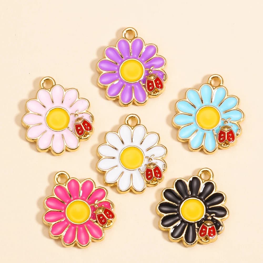 10 Pz 16*18mm Bella Smalto Fiori di Margherita Pendenti e Ciondoli FAI DA TE per Collane Pendenti Orecchini Che Fanno Accessori Gioielli Artigianali Fatti A Mano