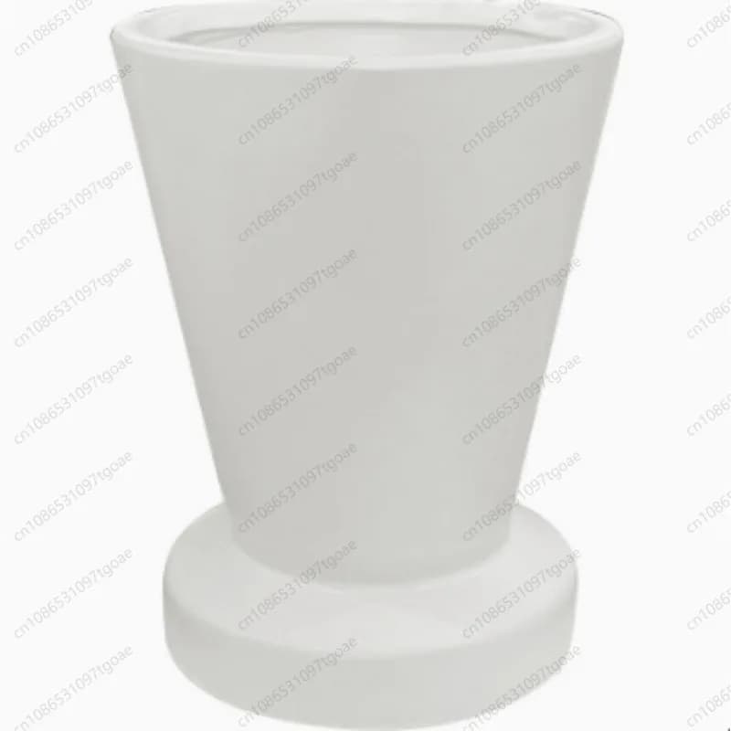 Minimalist Conical Ceramic Planter With Base Matte Cream Flower Pot For Succulent Green Plant Home Decor