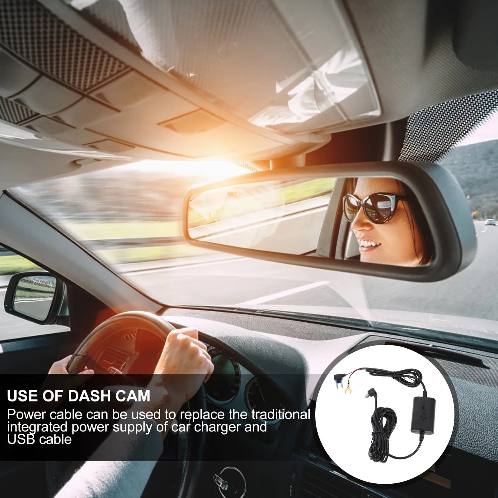 1Pcs Dashcam Power Cord Premium ABS Pc Car Recorder Cable for Auto Dvr Navigation Dash Line Installation Car Accessories