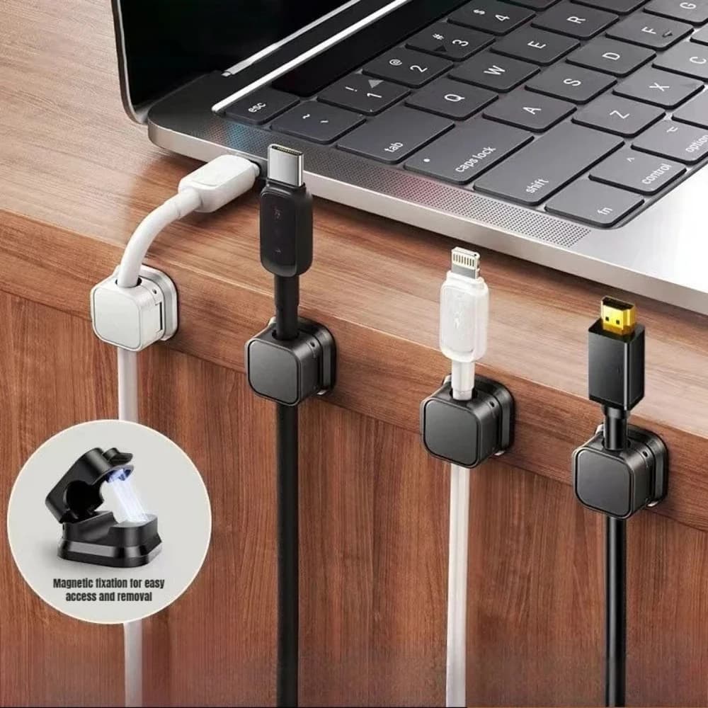 Clip per Cavi Non Magnetici Resistenti, Organizzatore Adesivo Regolabile per Gestione Cavi Sotto Scrivania, per Casa, Ufficio, Auto, Parete, Scrivania