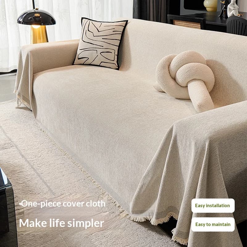 Nordic Tassel Throw Blanket Chenille Couch Cover for 3 Cushion Couch Four Season Sofa Cover Sofa Blanket for Pet Dog Cat