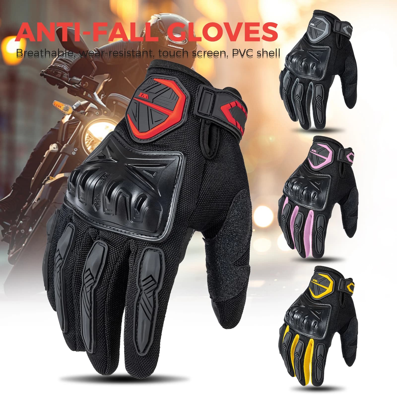 Guanti Estivi da Moto per Uomo e Donna, Guanti da Ciclismo Traspiranti con Touchscreen per ATV, MTB e Moto da Cross