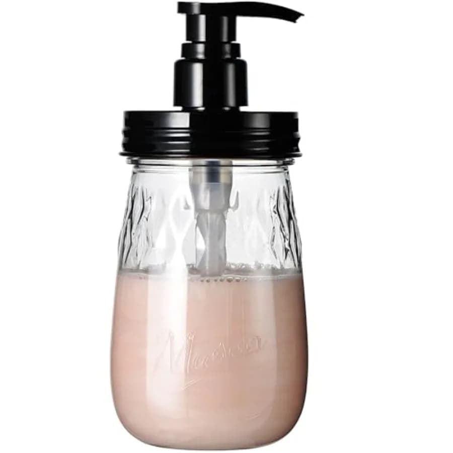 Dispenser di sapone in plastica con coperchio a pompa, set dispenser di sapone liquido ricaricabile da 16 Oz per bagno e cucina, dispenser trasparente per liquidi da cucina.
