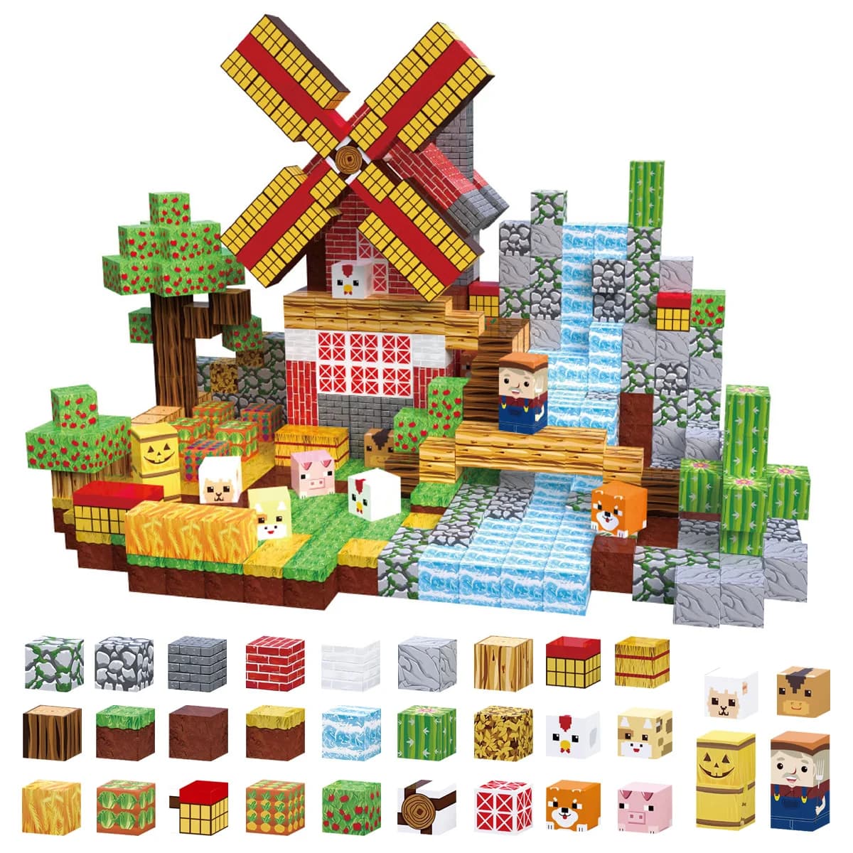 Set di blocchi magnetici, giocattoli per bambini impilabili sensoriali, blocchi magnetici per animali, costruiscono liberamente giocattoli con blocchi magnetici, piastrelle magnetiche