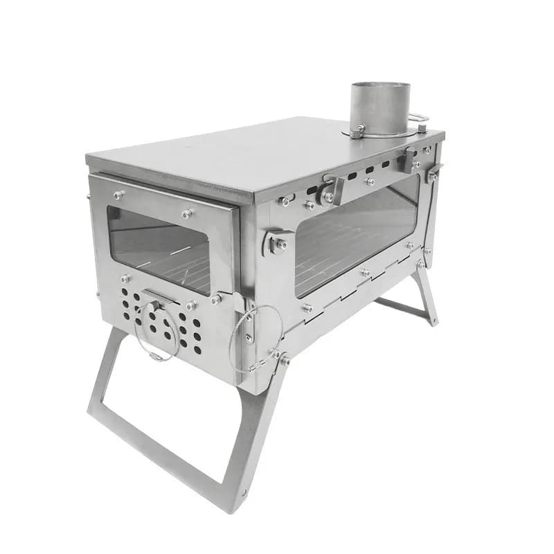 Multi-glass Stainless Steel Foldable Portable Wood Stove for Outdoor Camping, Tent, Hiking, Backpack, Heating with Firewood