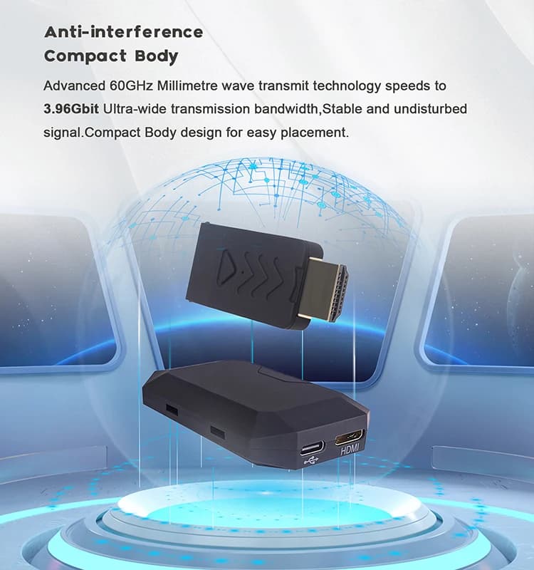 PWAY Estensore HDMI wireless a onde millimetriche Nessun ritardo Trasmettitore e ricevitore 60Ghz 3,96Gbit/s Latenza zero per PC portatile PS5