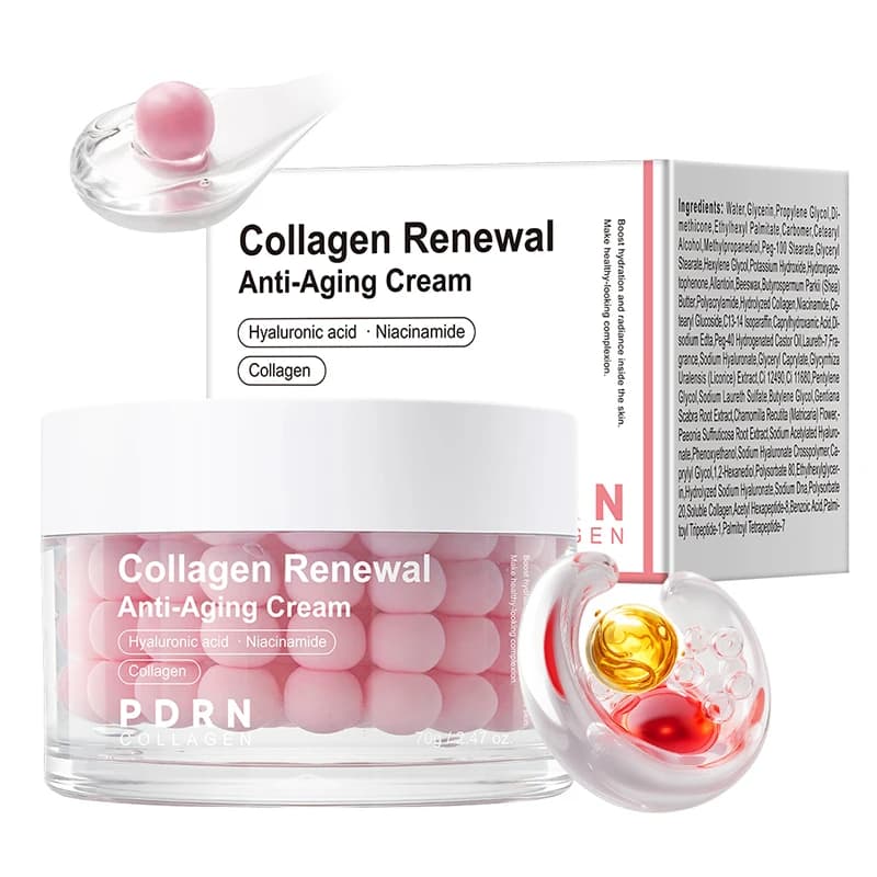 Crema in Capsule al Collagene Rosa DOLANJN 70g, Crema Viso Idratante e Rassodante per la Notte, Adatta a Tutti i Tipi di Pelle