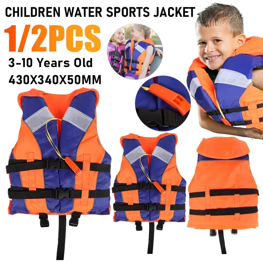 1/2PCS Giubbotto di salvataggio per bambini con fischio Dimensioni regolabili Gilet galleggiante per nuoto Pesca alla deriva Giubbotto di salvataggio per nuoto per sport acquatici